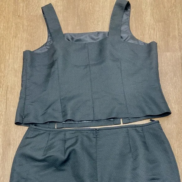 22W Elegant Black Waffle Texture Two-Piece Skirt Set Liz Claiborne Lined Fitted - Picture 4 of 14